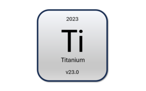A symbol depicting the code name of the 2023 release (Titanium)